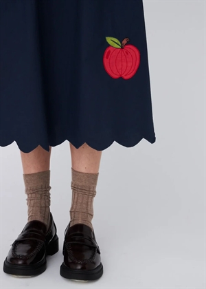 Embroidered cotton midi kjole Navy Stella Nova 